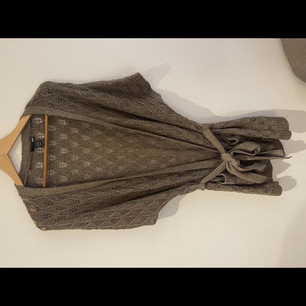H&M gold woolen cardigan with belt